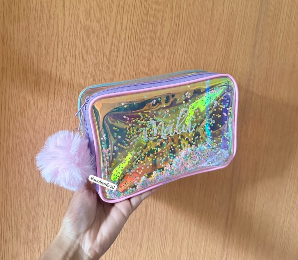 ESTOJO NECESSAIRE com POMPOM - 21x14cm